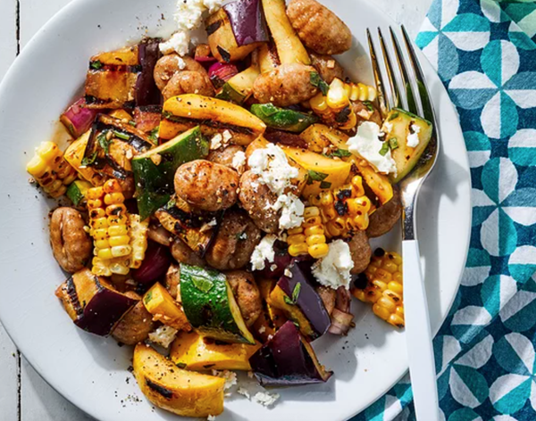 Summer vegetable gnocchi salad