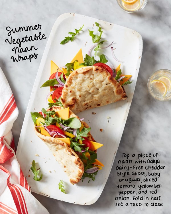Summer vegetable naan wraps