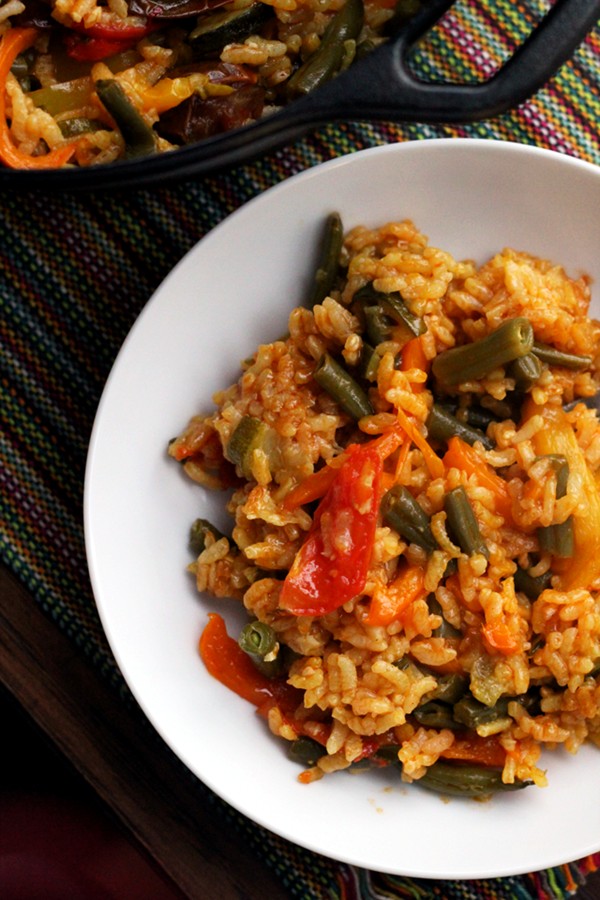 Summer vegetable paella