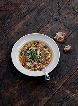 Summer vegetable soup with pesto [Alice Waters]