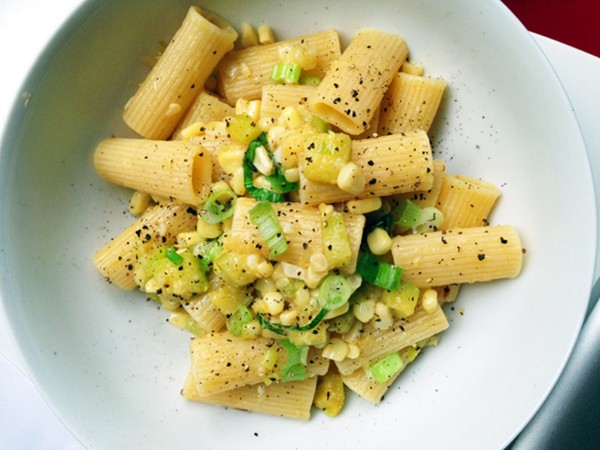 Summertime pasta with squash and corn