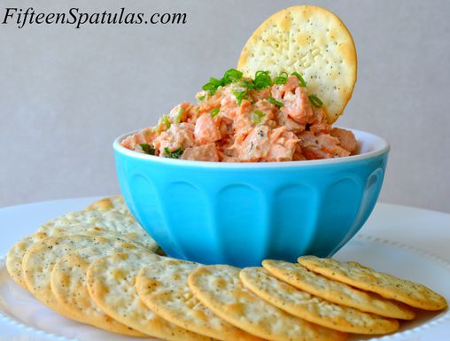 Summertime salmon salad with black pepper water crackers
