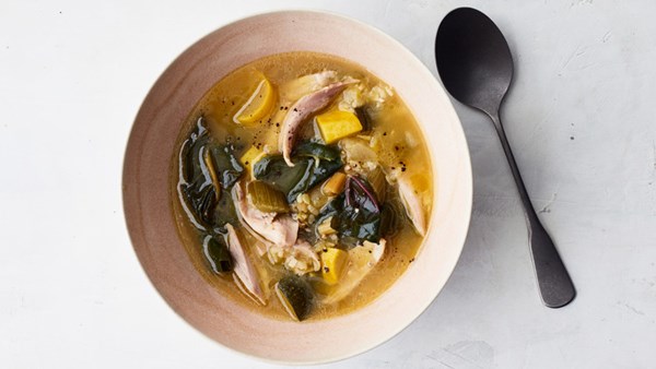 Summery chicken-and-rice soup
