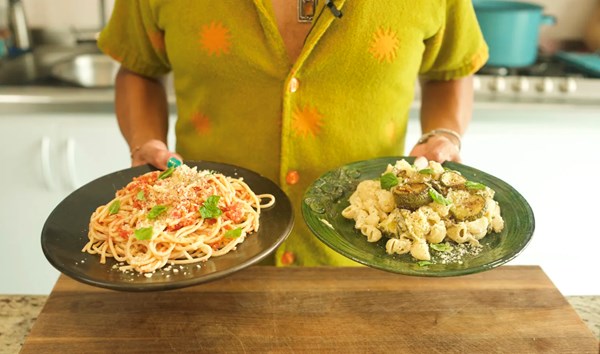 Summery fresh tomato and pistachio pasta 