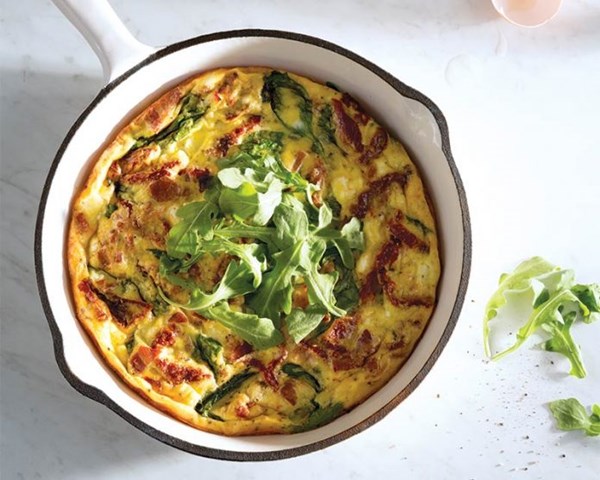 Sun-dried tomato goat cheese frittata