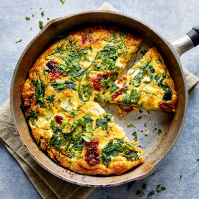Sun-dried tomato, Gorgonzola & spinach frittata 