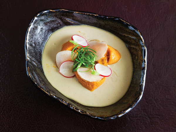 Sunchoke custard with sea urchin & scallions