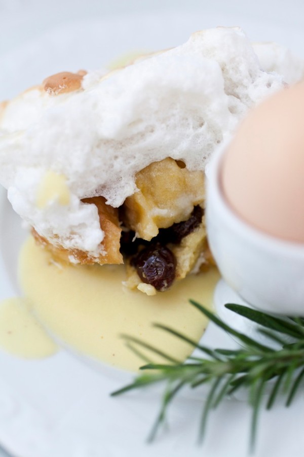 Sunday brunch bread pudding with meringue