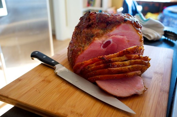 Sunday farmhouse ham with a honey, fennel, and mustard glaze (in a crockpot)