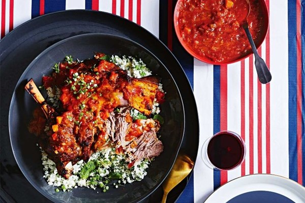 Sunday roast lamb with cauliflower couscous