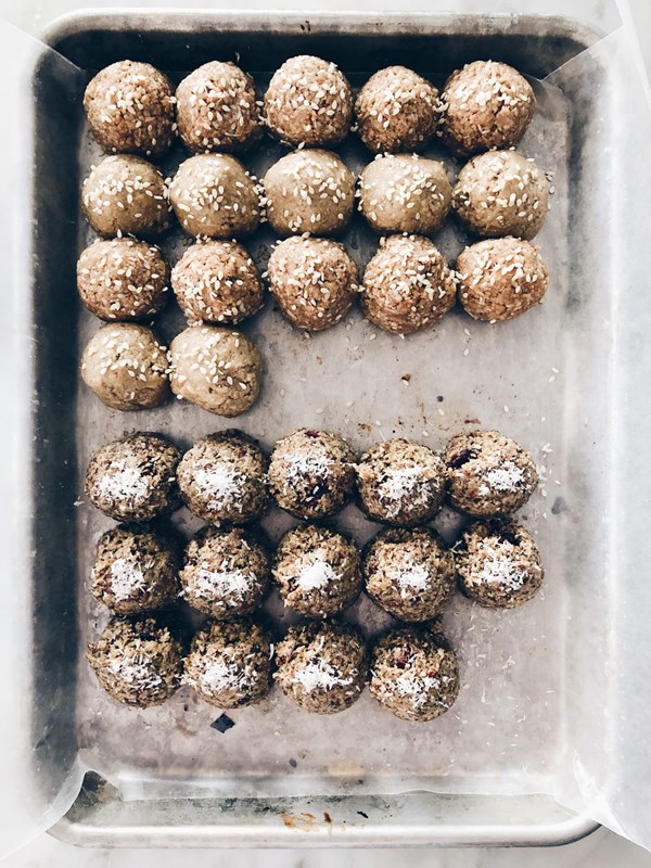 Sunflower sesame lemon and cardamom dough balls