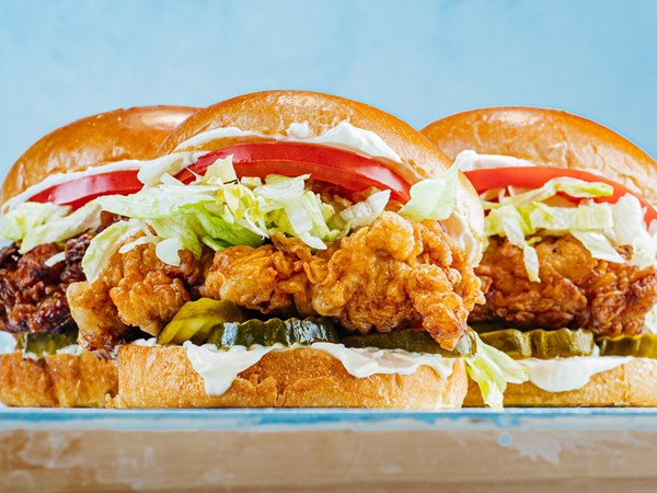 Super-crispy fried chicken sandwiches