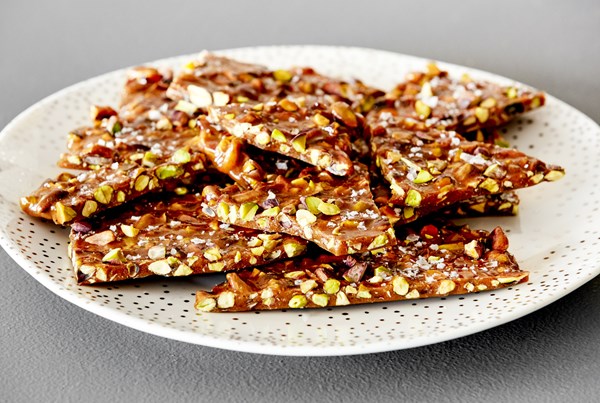 Super easy holiday pistachio brittle