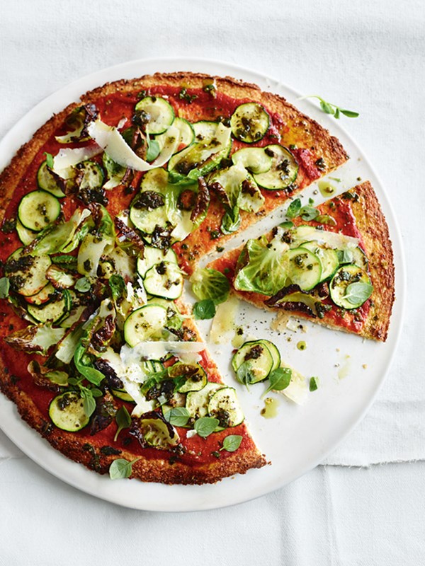 Super green cauliflower pizzas