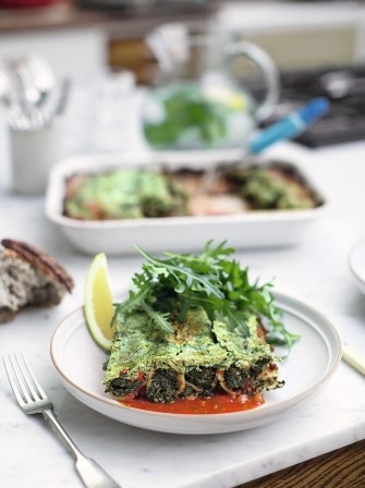 Super-greens cannelloni with creamy ricotta & basil sauce