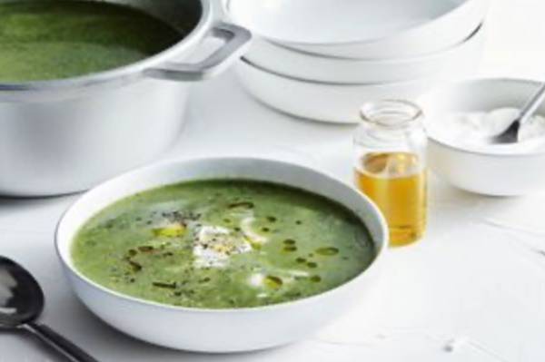 Super greens soup with truffle oil