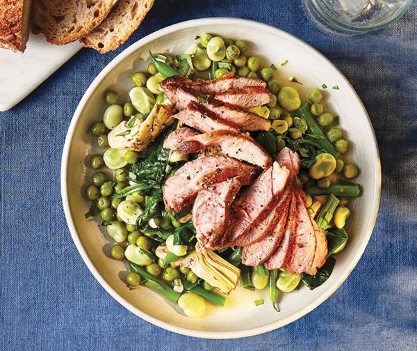 Super greens vignole with lamb steaks