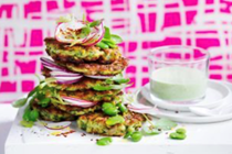 Super quick zucchini and haloumi fritters