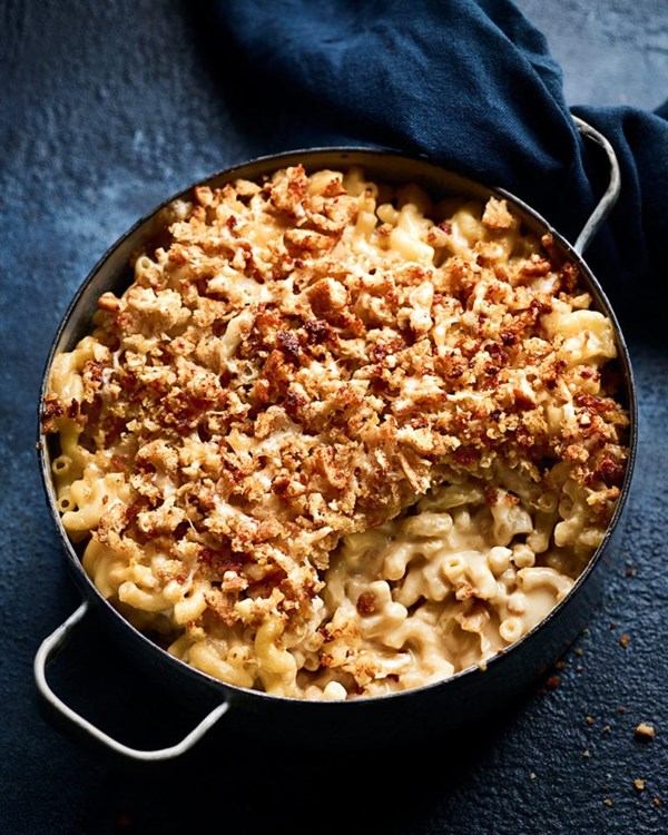 Super-savoury macaroni cheese with Marmite crumb topping