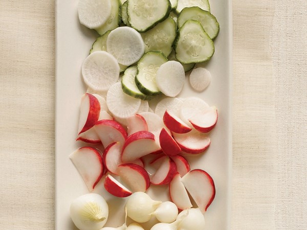 Superfast salt-and-sugar pickles