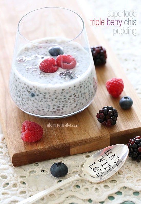 Superfood triple berry chia pudding