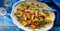 Supergrain salmon salad with chilli and mint dressing