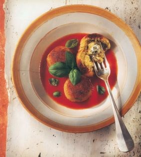 Suppli alla Gorgonzola con basilico