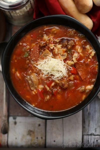 Supreme pizza soup