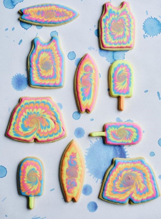 Surf's up cookies with royal icing
