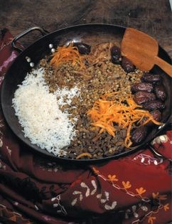 Susa polow with lentils, currants, & dates