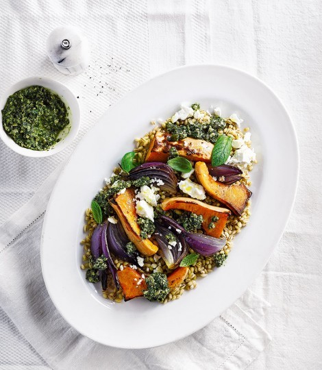 Susan's roast squash with pumpkin seed pesto