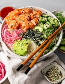 Sushi roll in a bowl