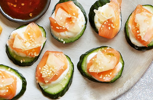 Sushi salmon stacks 