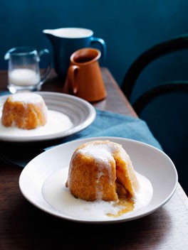Sussex pond puddings with mandarin English cream