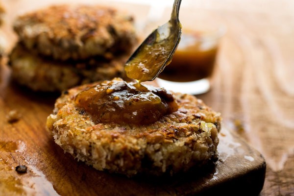 Suvir Saran’s mushroom and farro burger