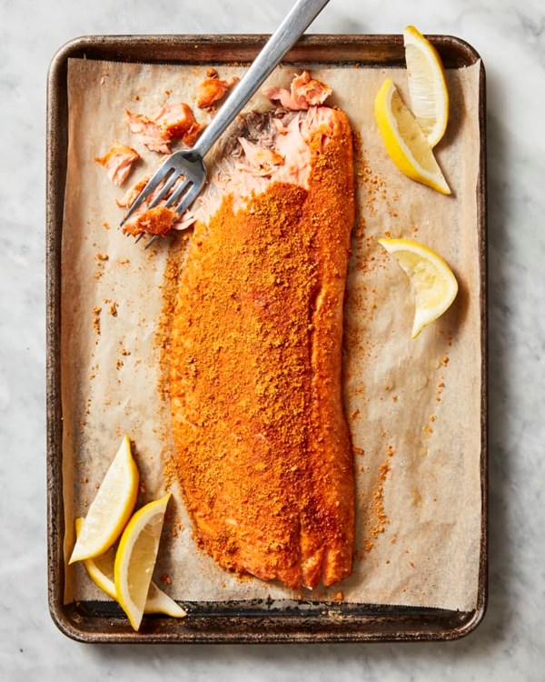 Suya spiced slow roasted salmon