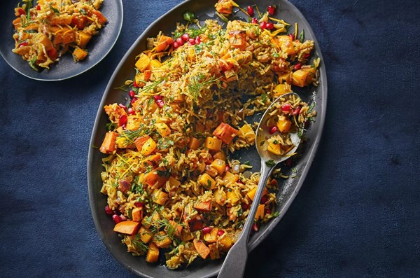 Swede & sweet potato pilaf