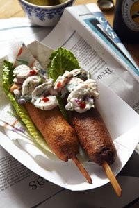 Swede doggy dogs with shrimp salad
