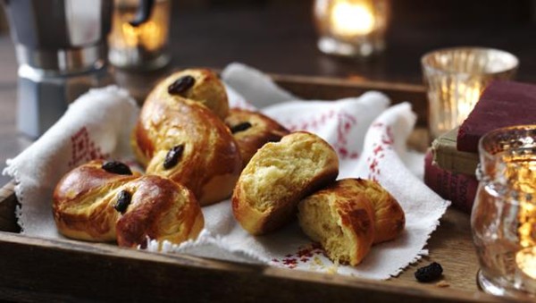 Swedish Lucia rolls or saffron cake