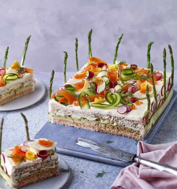 Swedish 'sandwich cake' (Smörgåstårta)