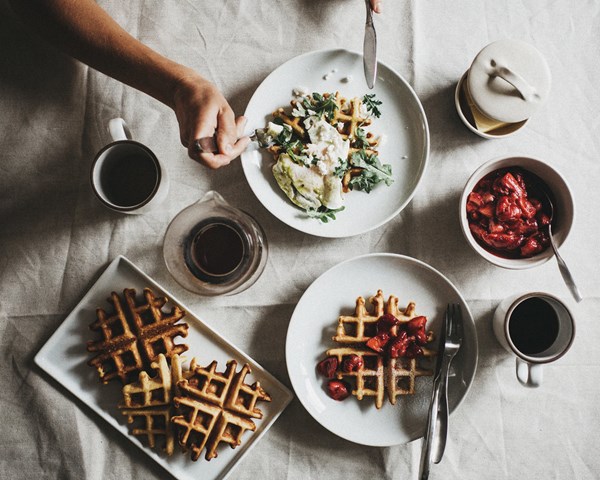 Sweet + savory cornmeal waffles