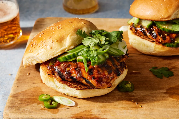 Sweet & spicy BBQ chicken sandwich with pickles