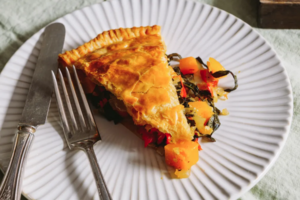 Sweet & spicy kale & squash pithivier