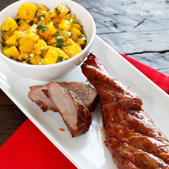 Sweet and fiery pork tenderloin with mango salsa