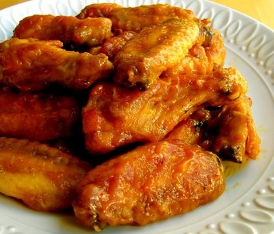 Sweet and hot mustard-glazed chicken wings