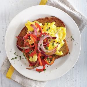 Sweet and hot pepper open-faced egg sandwiches