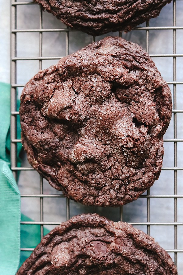 Sweet and salty double chocolate chewy cookies