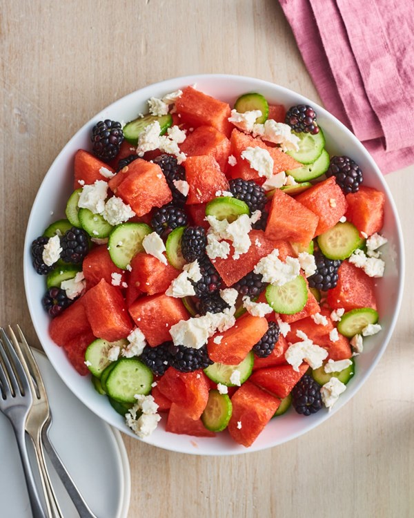 Sweet and salty watermelon fruit salad
