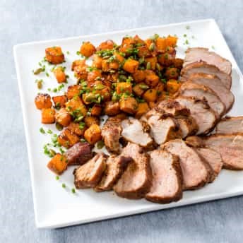 Sweet and smoky pork tenderloin with roasted butternut squash