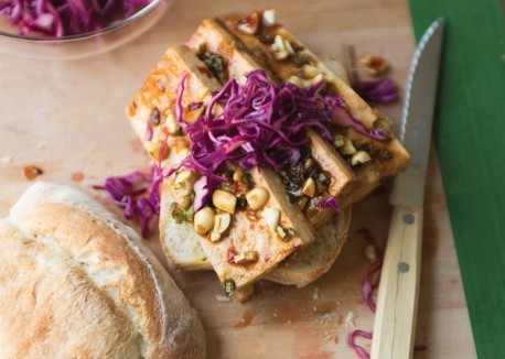 Sweet-and-sour baked tofu sandwiches